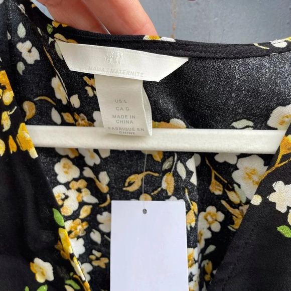 H&M Mama Black  Floral Maternity blouse, Large - Picture 4 of 8